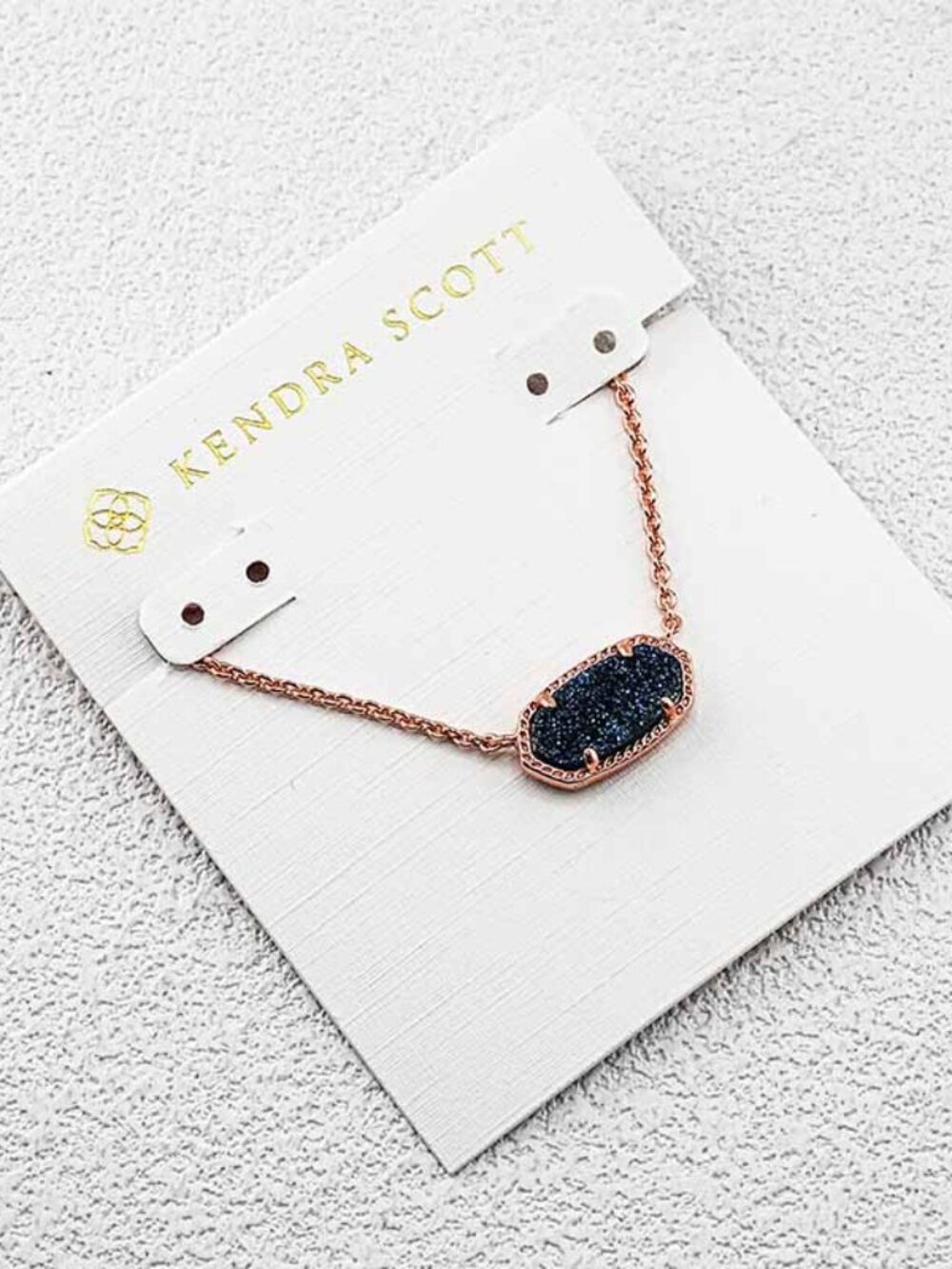 Kendra Scott Rose Gold Blue Druzy Elisa Necklace